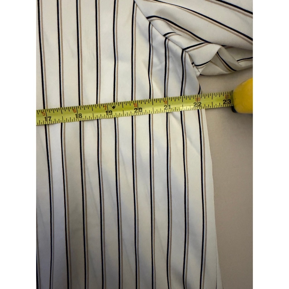 Old Navy The Classic Shirt Womens Large Petite Cream Black Tan Striped Button Up - Picture 6 of 7